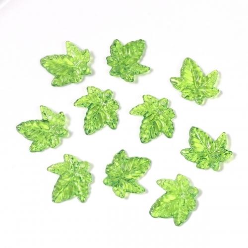 プラパーツ 10個 リーフC グリーン アクリル プラスチック 石 ストーン