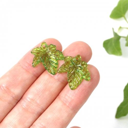 プラパーツ 10個 リーフC グリーン アクリル プラスチック 石