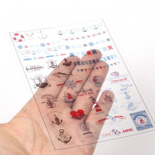 イラストシート マリンモチーフ ポップ 海 Sea 夏 ハワイ 碇 いかり 封入 コラージュ フィルム レジンシール ネイル デコ 手芸 G 隠れ工房 Greenocean 通販 Yahoo ショッピング