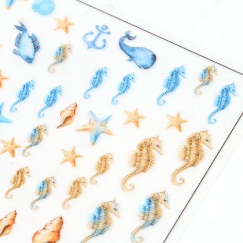 イラストシート 海の仲間たち2 オーシャンブルー ベージュ マリン 海 Sea 夏 ハワイ ガーリー 封入 コラージュ フィルム レジンシール ネイル デコ G 隠れ工房 Greenocean 通販 Yahoo ショッピング