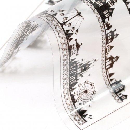 イラストシート 遊園地 シルエット ブラック 町並み 外国 城 影 封入