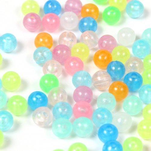 ビーズセット 9g 蓄光ビーズ6mm カラーMIX アクリル 丸 円 球 光る