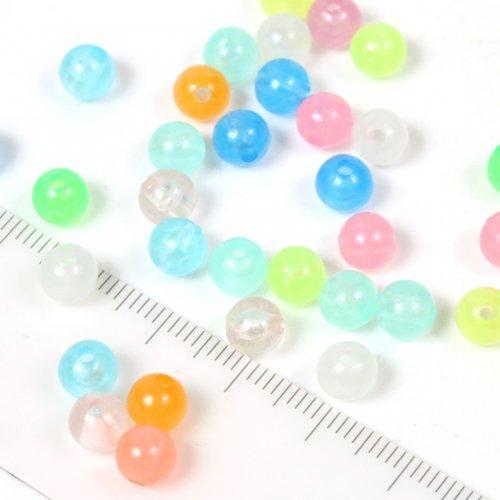 ビーズセット 9g 蓄光ビーズ6mm カラーMIX アクリル 丸 円 球 光る