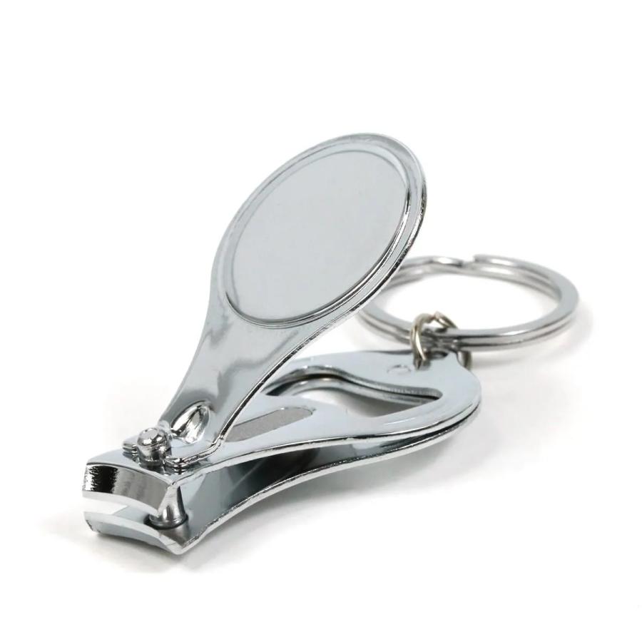 デコ土台 爪切り キーホルダー付 シルバー 小さい 昭和レトロ 土産物風