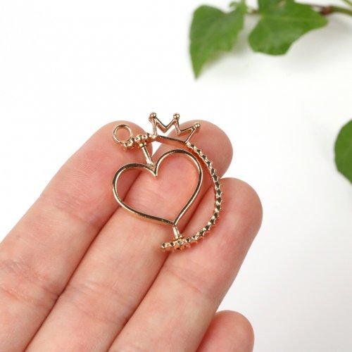 空枠 回転式クラウンハートフレーム きれいめゴールド レジン枠 はーと