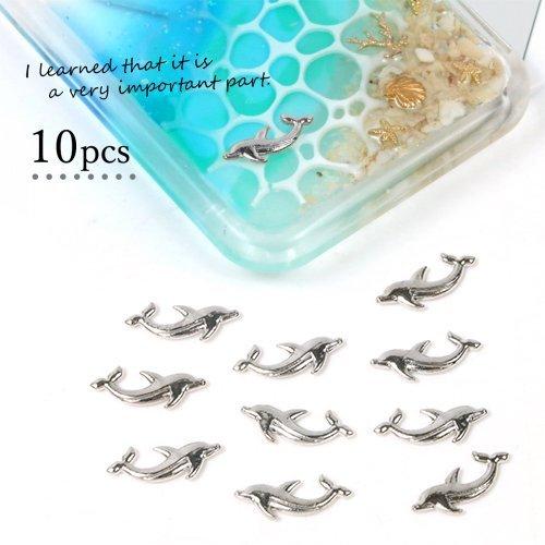 チャーム 10個 祝開店大放出セール開催中 イルカ 楽々封入 カン無しチャーム シルバー いるか ドルフィン 封入 レジン封入 夏 海 ハワイ 手芸 ネイルパーツ マリン 貼り付け