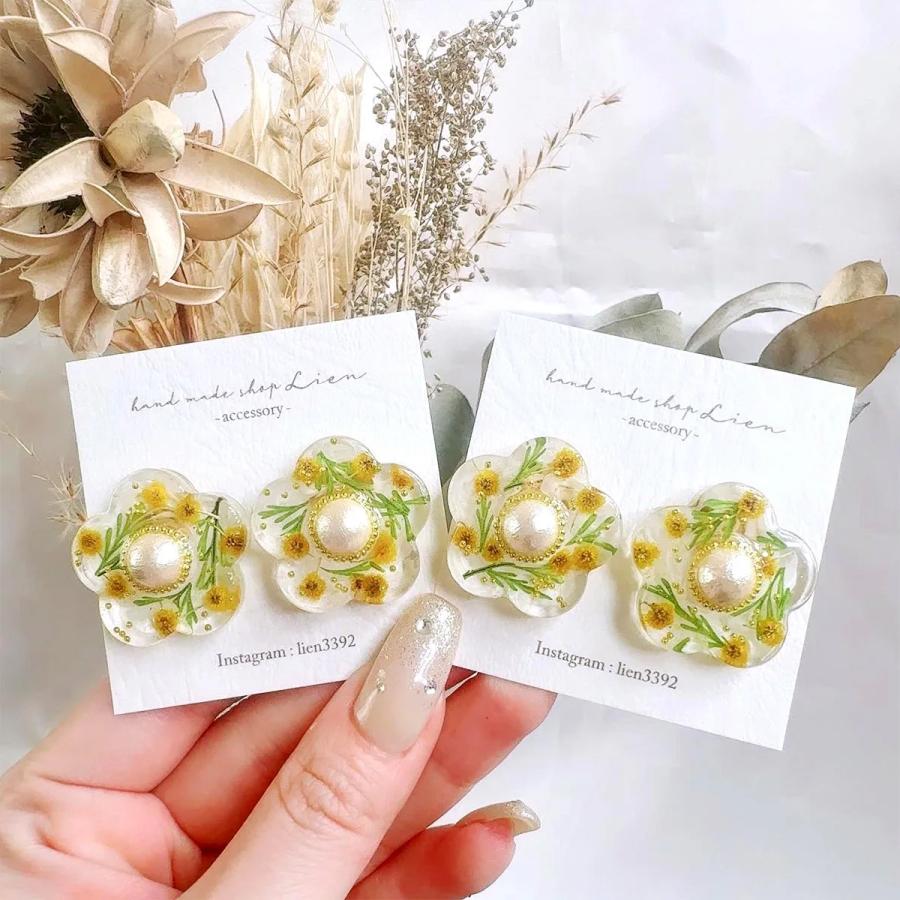 隠れ工房GreenOcean 押し花 国産 ミモザ 花と葉 小分けセット ドライ