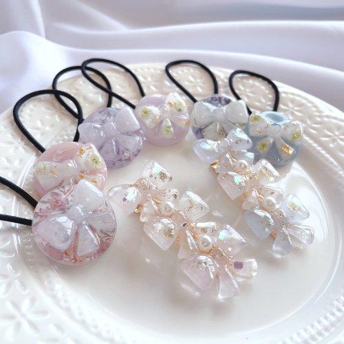 ダブルスクエア レジン カボション ピアス レジン 四角 ピアス