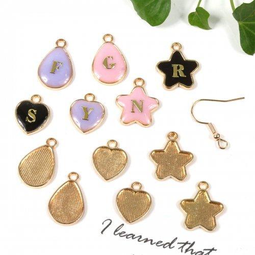 セッティング台 チャーム ミール皿 しずく ハート 星 レジン土台  