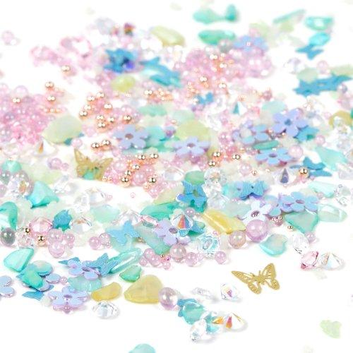 レジン 封入 レジン封入素材 ラメホロ レジンパーツ デコパーツ レインボーファンタジー 蓄光 蝶 花 ビジュー ネイル GreenOceanオリジナルブレンド♪ No.076｜greenocean｜04