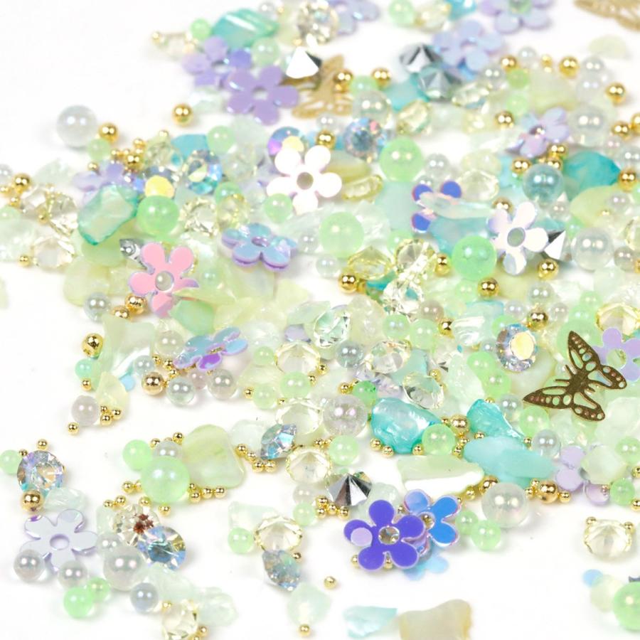 No.29 ハンドメイド レジン道 和柄 花柄 緑 隠れ工房GreenOcean 封入 レジン封入素材 封入パーツ シェイカー