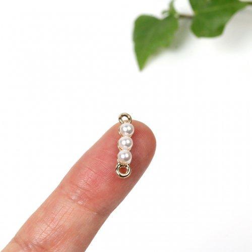 コネクター 3連ラインパール きれいめゴールド×ホワイト