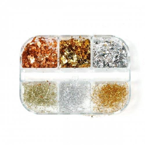 封入 ホイルフレーク 6種セット 金箔アソート ホイルタイプ 糸タイプ