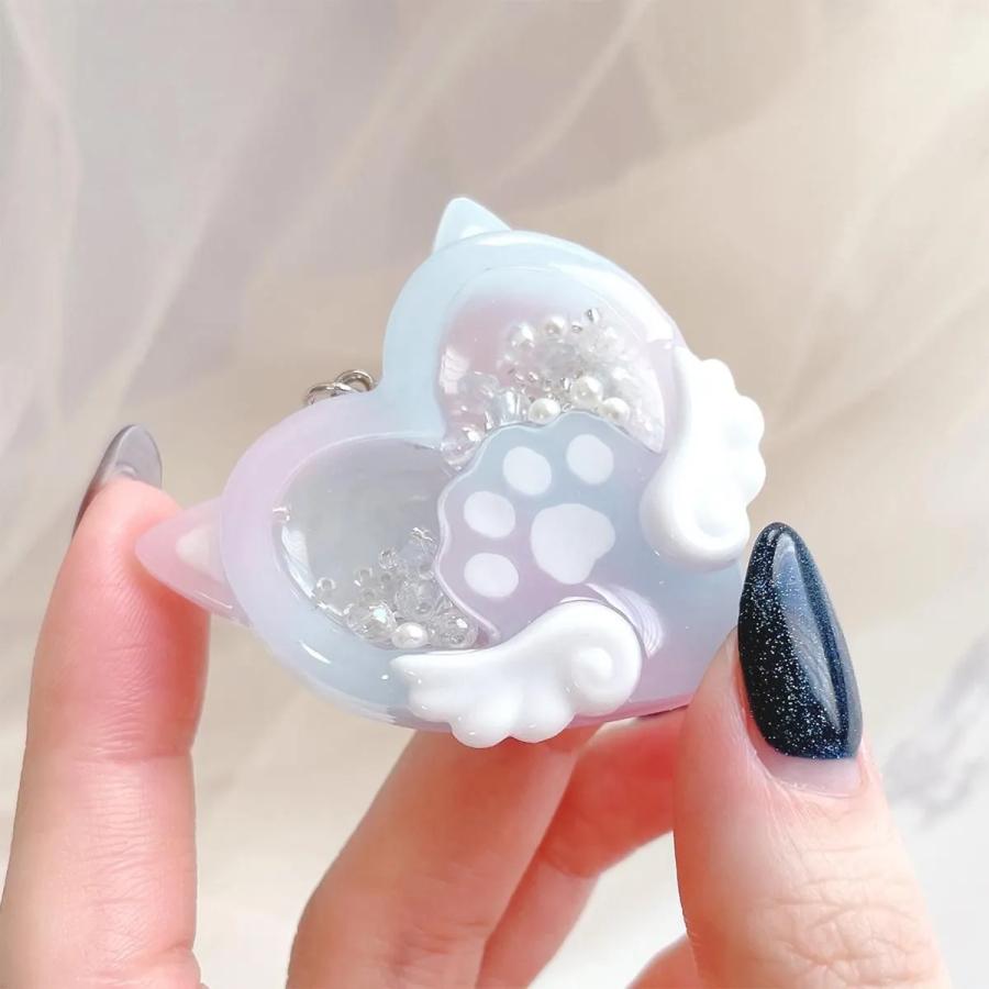 アクセサリー 特価レジンパーツぐで猫 肉球チャーム ハート✨ネコ