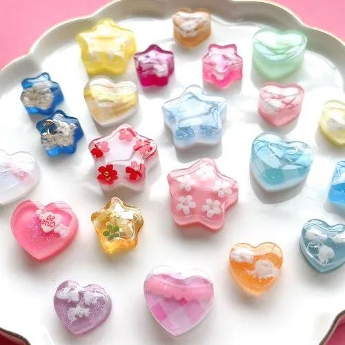 星の流れ ハート レジン ヘアゴム 星の流れ ハート レジン ヘアゴム