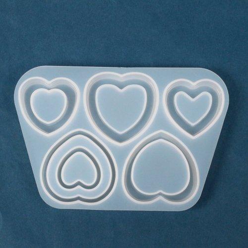 シリコン型・モールド ハート5種のカシャカシャ ダブル
