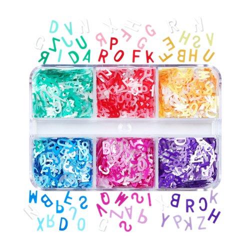 封入 アルファベット ホログラム 6色 MIX レジン封入 ネイルパーツ