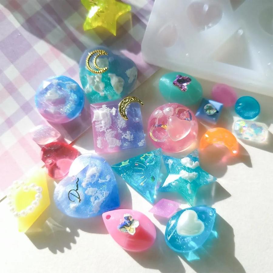 シリコン型・モールド ジュエルカットパーツ 16種 シリコンモールド