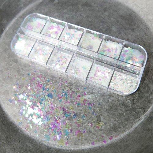 封入 ホワイトカラー 偏光ホログラム 12種セット オーロラ レジン封入