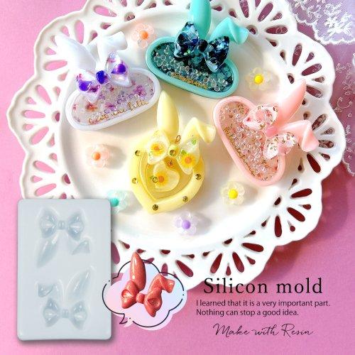 432】うさ耳リボン×いちごミルク レジンヘアゴム ハンドメイド