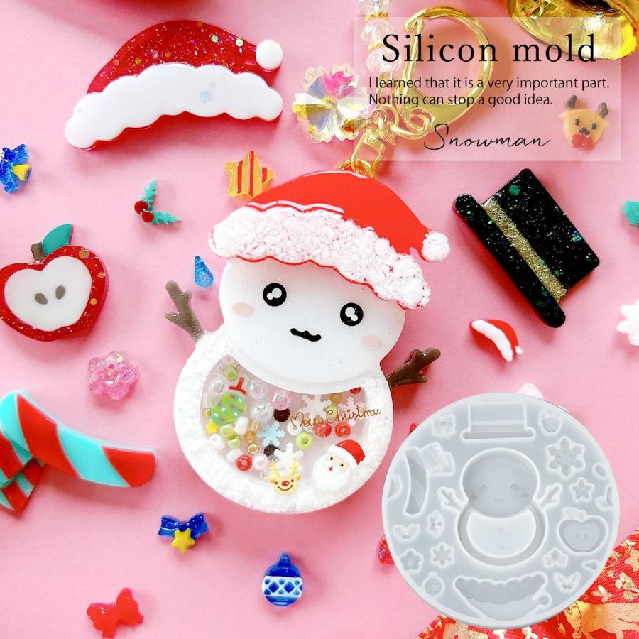 シリコン型・モールド クリスマス スノーマンのカシャカシャ シリコン