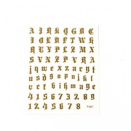 ネイルシール アルファベット&数字 ゴシック体 ゴールド レジンシール