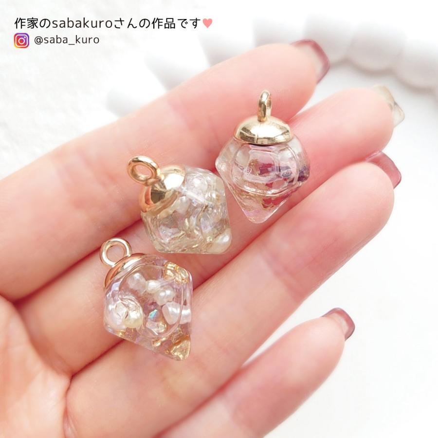 ガラスドーム 10個 ダイヤ形ガラスドーム ヒートンキャップ付き 15mm