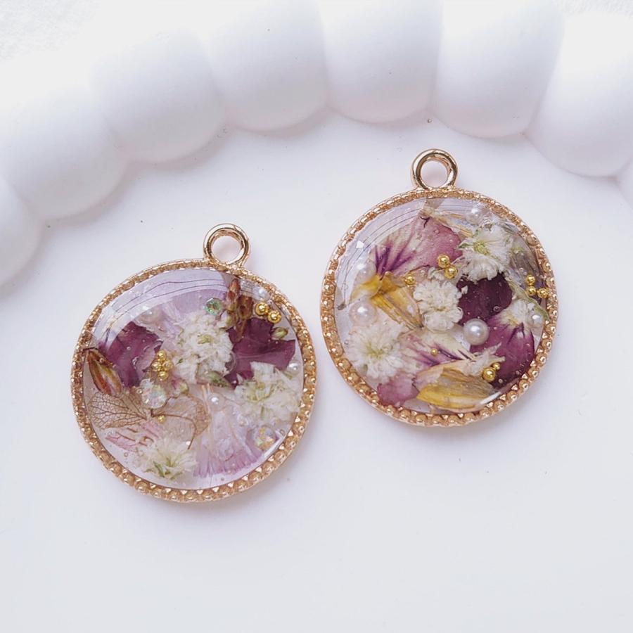 空枠 レジン枠 シンプル空枠 2個 フレーム カン付 きれいめゴールド