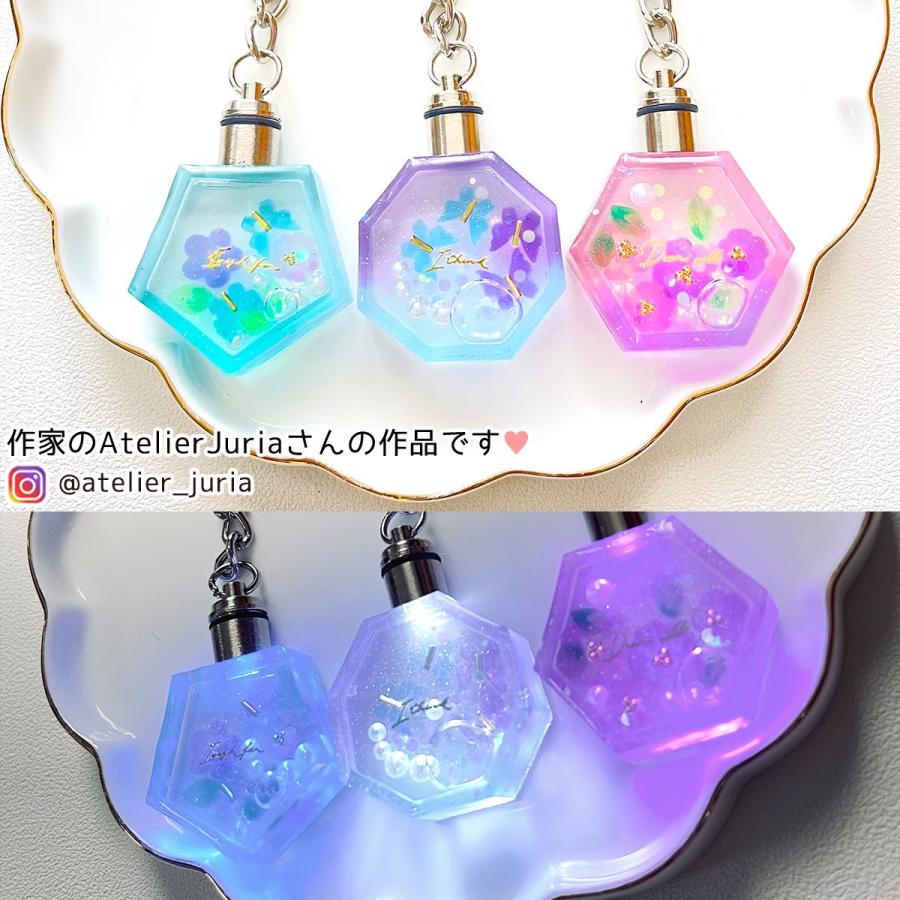 雑貨パーツ キーホルダー付きLEDヒートンキャップ 2個セット ミニ