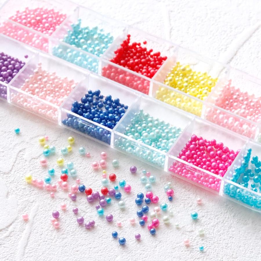封入 小さな穴なしパール カラフル サイズミックス セット レジン封入
