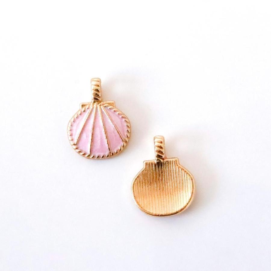 チャーム 小さなシェル 5個セット パステルカラー レリーフ マリン 夏