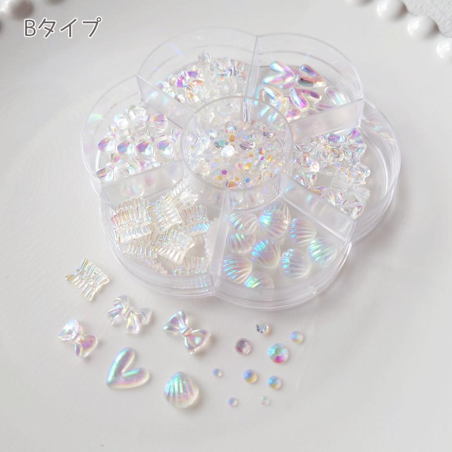 デコパーツ リボンパーツ 透明オーロラカラー アソート 7種セット