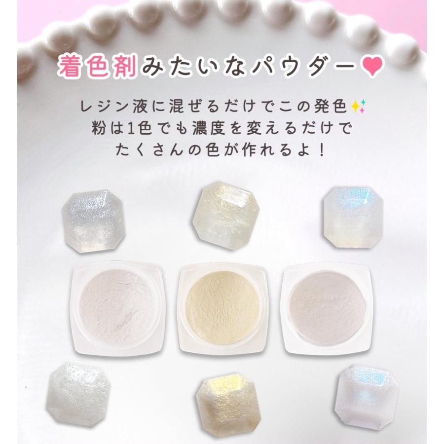 隠れ工房GreenOcean 封入 もっとやべぇ粉 偏光ホワイト 3色セット 微細
