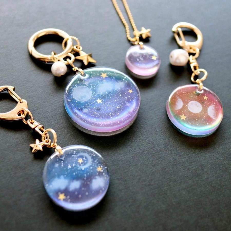 シール レジンシール 雲シール 透明 クリア 空 くも 月 夜空 星 自然