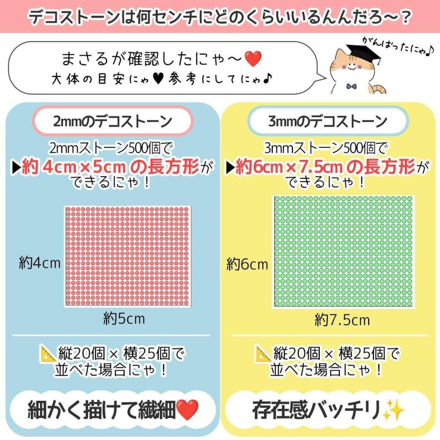 ラインストーン 大容量 約500粒 推し色デコストーン 銀底 2mm 3mm