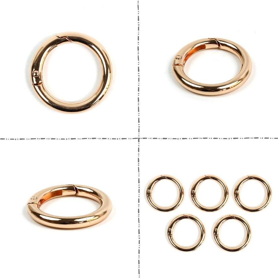 キーホルダー 5個 丸型カラビナ 約34mm 金具 リング パーツ 部品 資材