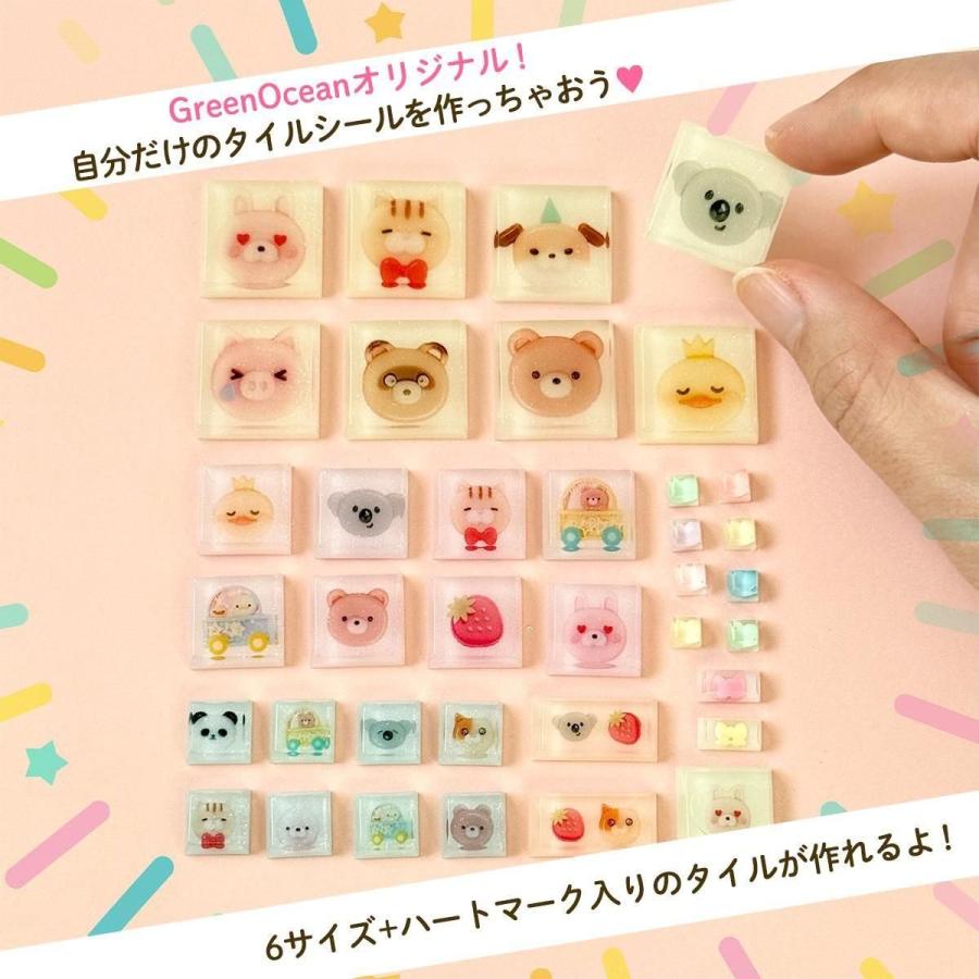 シリコン型・モールド タイルシール風 シリコンモールド レジン型 平成 女児 レトロ 立体シール ブロックシール 手作り かわいい GreenOceanオリジナル♪ | 隠れ工房GreenOcean | 01