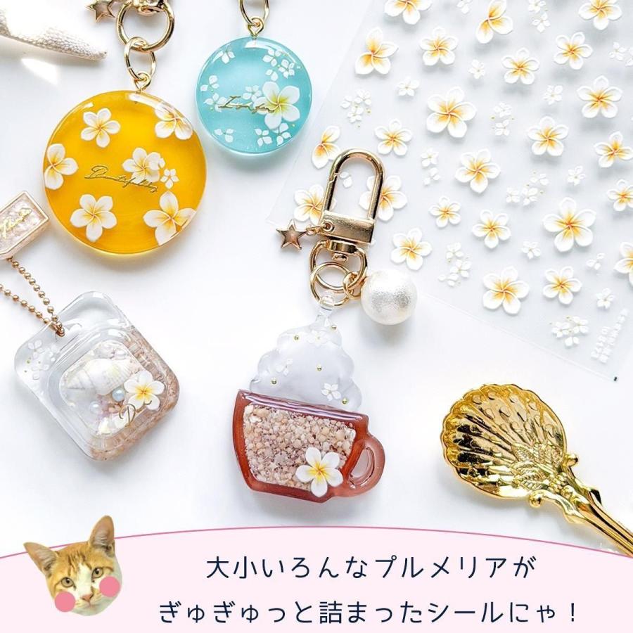 シール プレミアムレジンシール プルメリア 立体 エンボス お花 夏 海