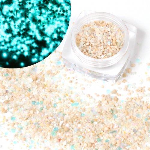 封入素材 暗闇で光る！！ 星の砂&太陽の砂MIX 蓄光粒入 スノーブルー