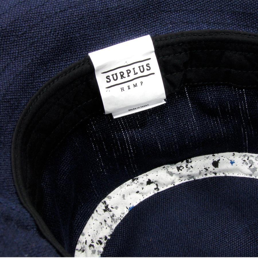 SURPLUS HEMP サープラスヘンプ RUDIES HAT CANVAS / NAVY 100% ヘンプ バケットハット ポークパイハット 帽子｜greenplanet｜07