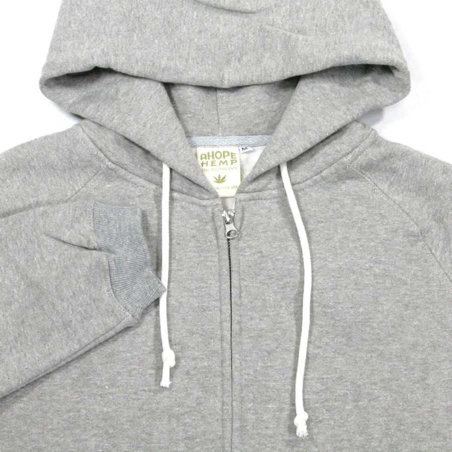 A HOPE HEMP アホープヘンプ REGULAR FULL ZIP PK / ASHED GREY ヘンプ オーガニックコットン スウエット ジップ パーカー フーディー 無地｜greenplanet｜02