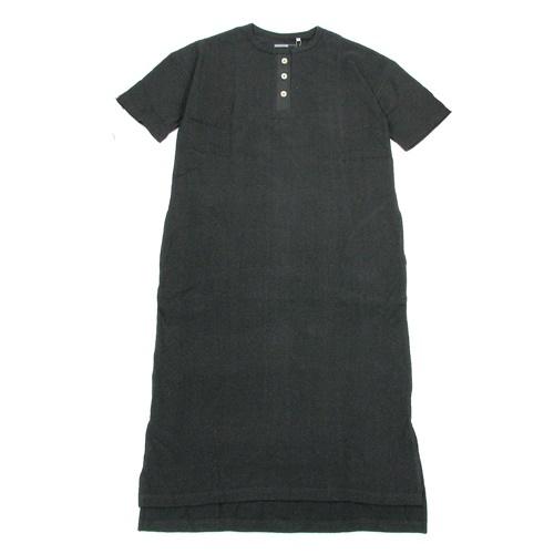 A HOPE HEMP アホープヘンプ HENLEY NECK S/S OP / OLD BLACKIE ヘンプ コットン ヘンリーネック ショートスリーブ ロング Tシャツ ワンピース 半袖 無地｜greenplanet