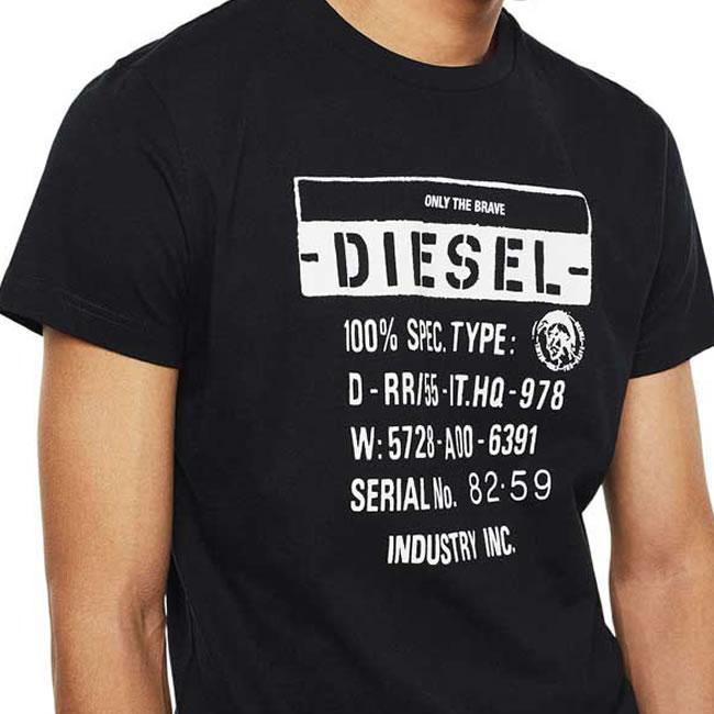 DIESEL ディーゼル Tシャツ クルーネック 半袖 メンズ 00SEFZ 0091A T-DIEGO-S1 ブリント ロゴ DS41328SL メール便送料無料｜greenpumpkin｜04