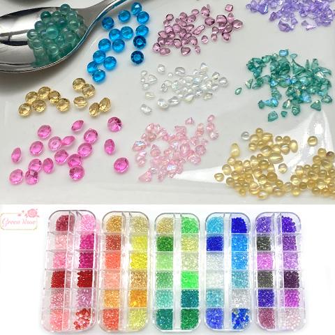 カラー別 封入 パーツ アクリルダイヤ ガラス 粒 カレット ケース入り