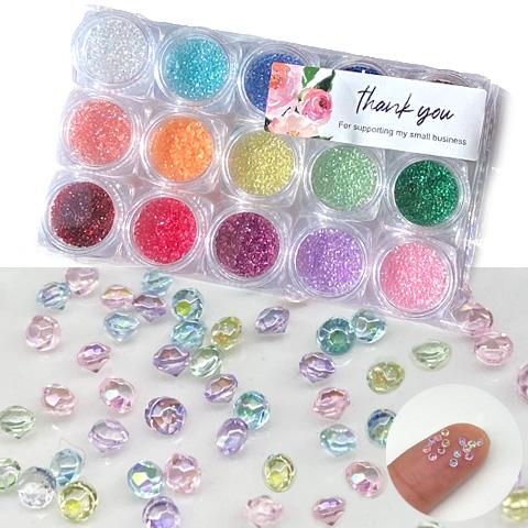 レジン 封入 素材 アクリルダイヤ 15色セット カプセル ネイル