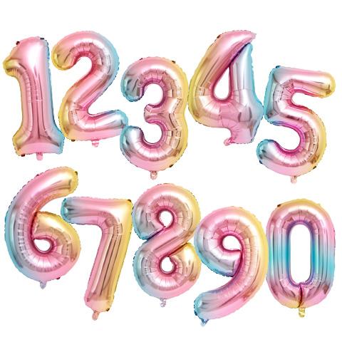 ナンバー バルーン グラデーション メタリック カラー ゆめかわ 約75cm