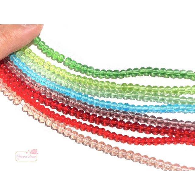 ガラス ビーズ クリアカラー ラウンド 8色 4mm 1連 2205 beads1073