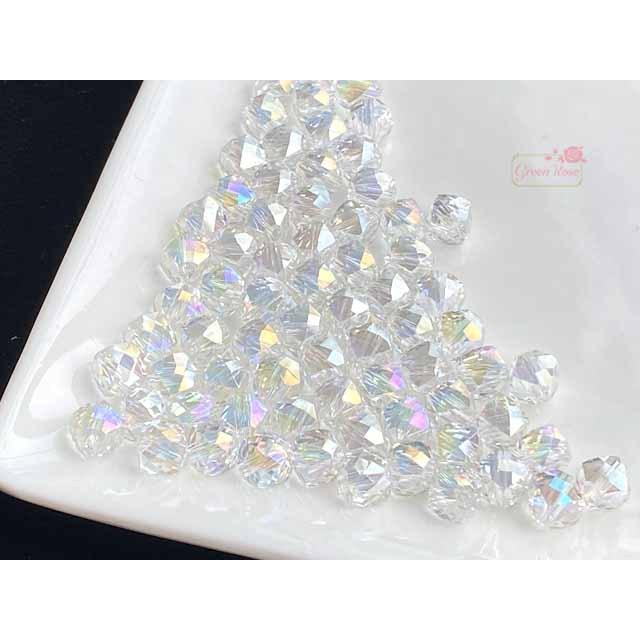 ガラス ビーズ 多面カット オーロラ 8mm 全5色 単色10個 2206