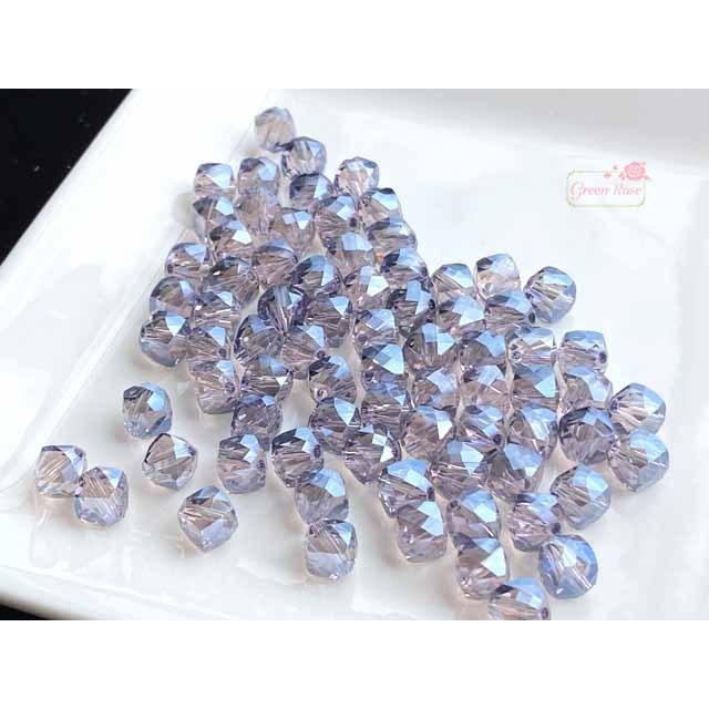ガラス ビーズ 多面カット オーロラ 8mm 全5色 単色10個 2206