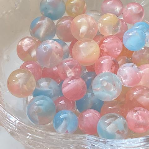 アクリル ビーズ ラウンドビーズ 丸ビーズ アセチ風 10mm 12mm 10個 